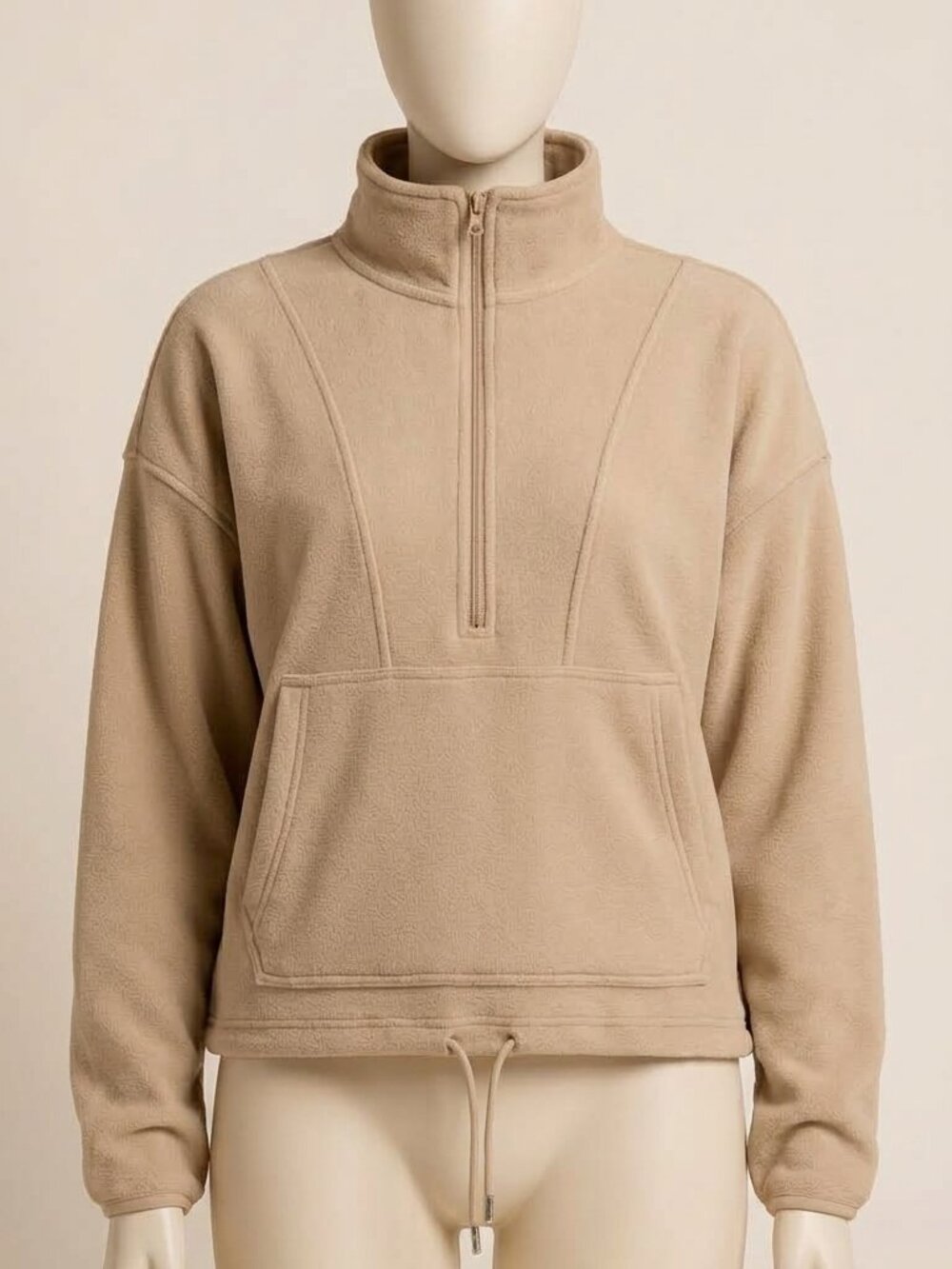 QINSEN Women's Half Zip Fleece Sweatshirt Moonlight S Mock Neck Sherpa Pullover